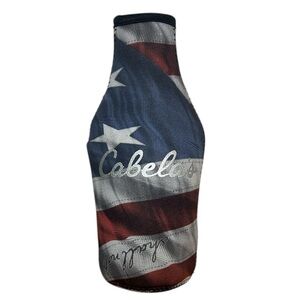 Cabela’s American Flag Bottle Koozie Zip-Up Neoprene Cooler Sleeve‎